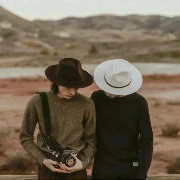 Will+Bear Cooper Bone | White Upturned Fedora Unisex 100 % aus Wool Hat - Picture 6 of 8